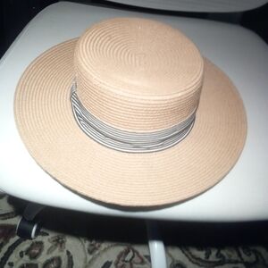 C.C Tan Straw Hat with Black and White Band